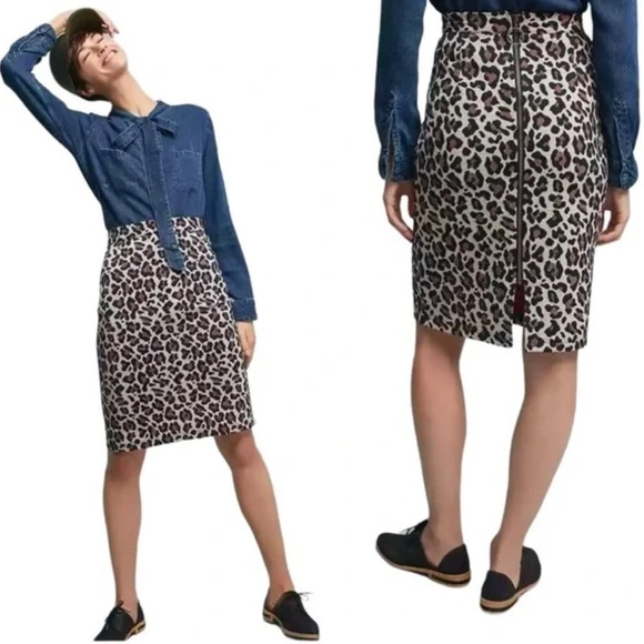 MAEVE, Anthropologie Leopard Stretch Knit Pencil Skirt - size Small - Picture 2 of 6